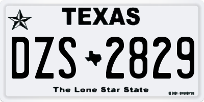 TX license plate DZS2829
