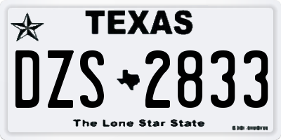 TX license plate DZS2833