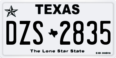 TX license plate DZS2835