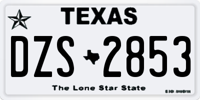 TX license plate DZS2853