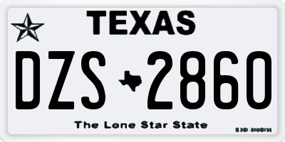 TX license plate DZS2860