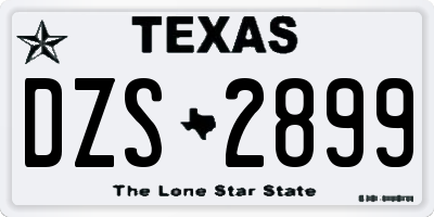 TX license plate DZS2899