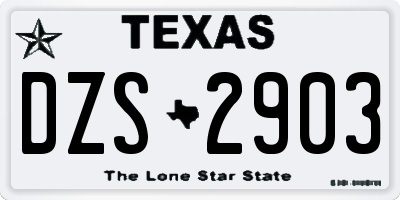 TX license plate DZS2903