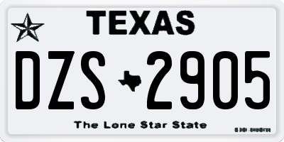 TX license plate DZS2905