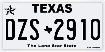 TX license plate DZS2910