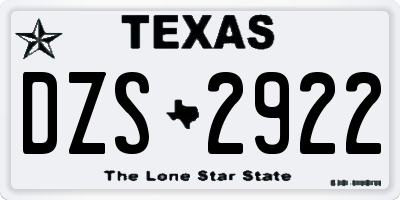 TX license plate DZS2922