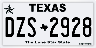TX license plate DZS2928