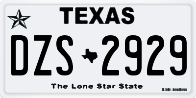 TX license plate DZS2929