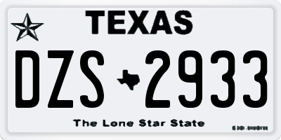 TX license plate DZS2933