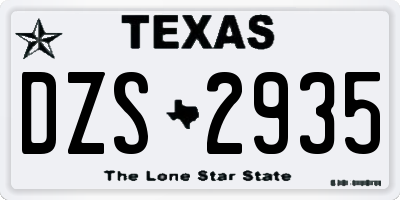 TX license plate DZS2935
