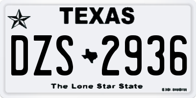 TX license plate DZS2936