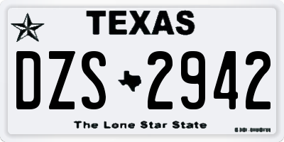 TX license plate DZS2942