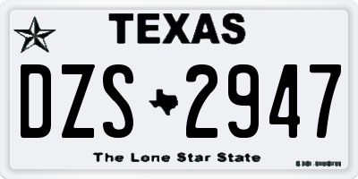 TX license plate DZS2947