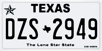 TX license plate DZS2949