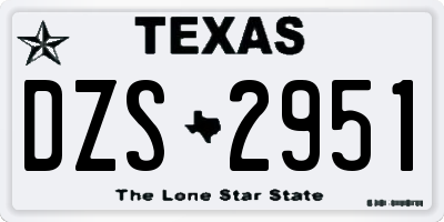 TX license plate DZS2951