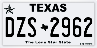 TX license plate DZS2962
