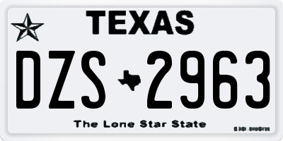 TX license plate DZS2963