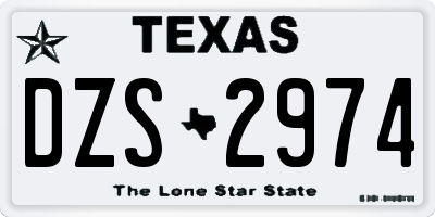 TX license plate DZS2974