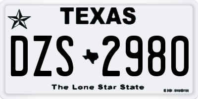 TX license plate DZS2980