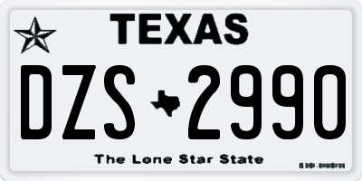 TX license plate DZS2990