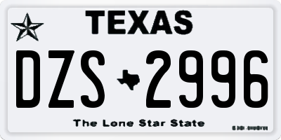 TX license plate DZS2996