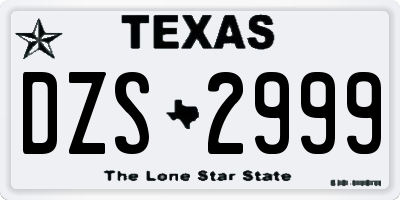 TX license plate DZS2999