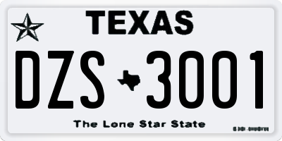 TX license plate DZS3001