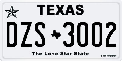 TX license plate DZS3002