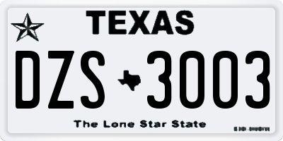 TX license plate DZS3003
