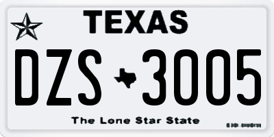 TX license plate DZS3005