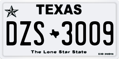 TX license plate DZS3009