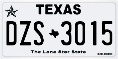 TX license plate DZS3015