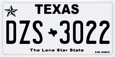 TX license plate DZS3022