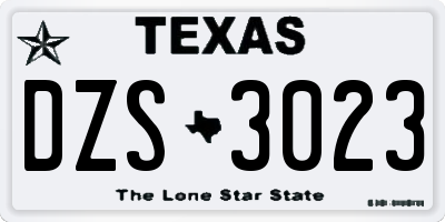 TX license plate DZS3023