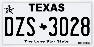 TX license plate DZS3028