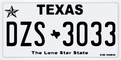TX license plate DZS3033