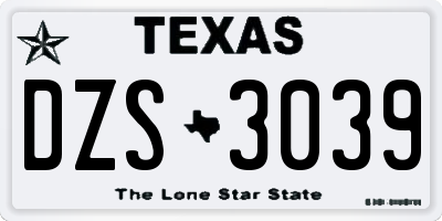 TX license plate DZS3039