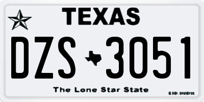 TX license plate DZS3051