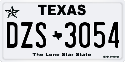 TX license plate DZS3054