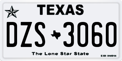 TX license plate DZS3060