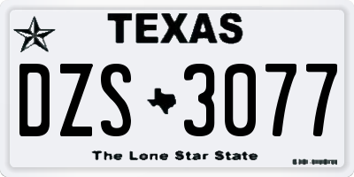 TX license plate DZS3077