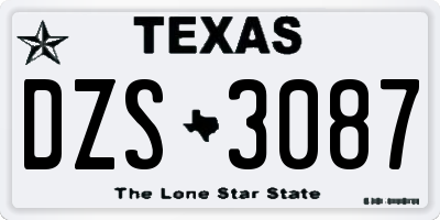 TX license plate DZS3087