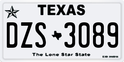 TX license plate DZS3089