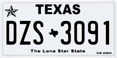TX license plate DZS3091