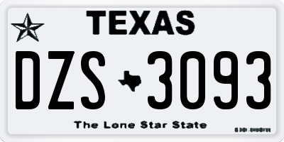 TX license plate DZS3093