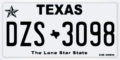 TX license plate DZS3098