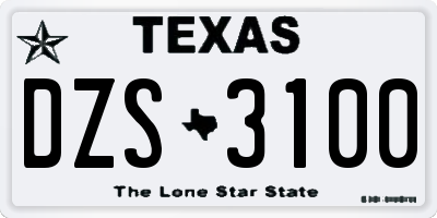 TX license plate DZS3100