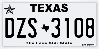 TX license plate DZS3108