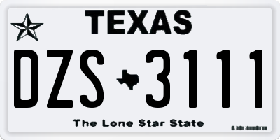 TX license plate DZS3111