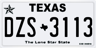 TX license plate DZS3113